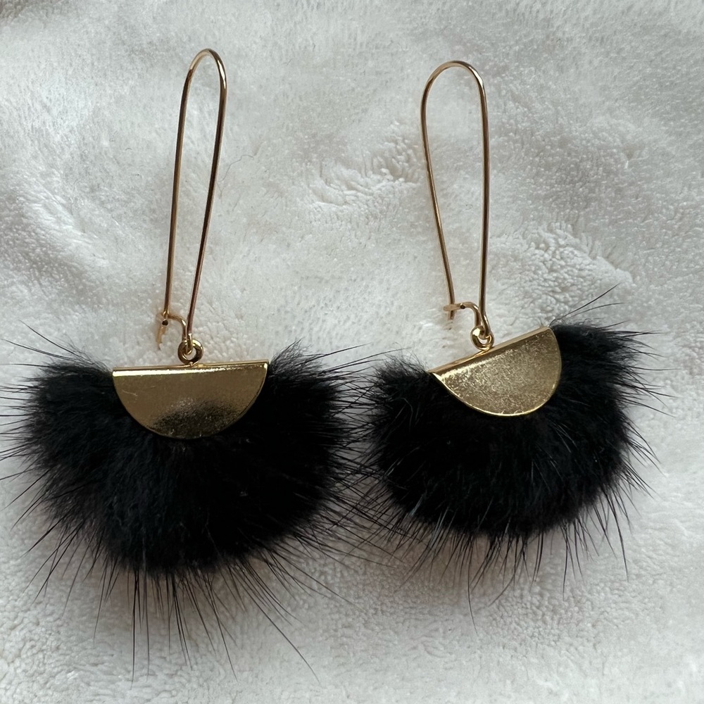 Mink tear drop earrings
